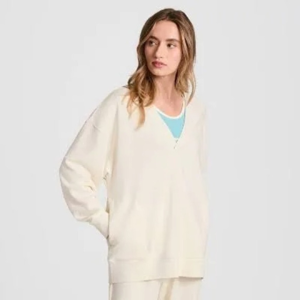 Champion Women's Cream V-Neck Sweater - Picture 1 of 3